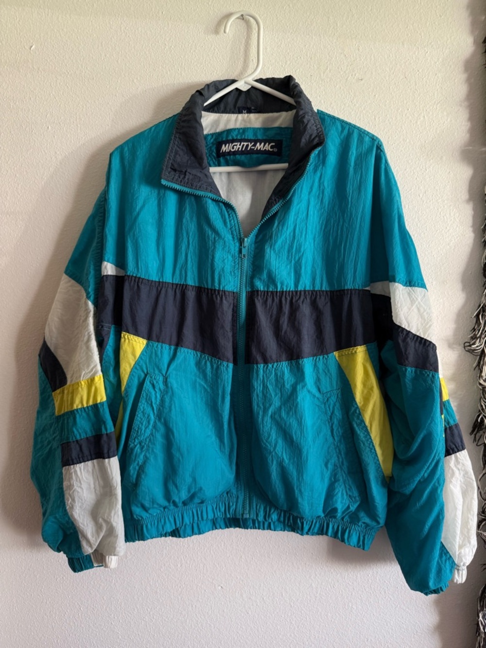Vintage • Mighty-Mac • Teal Colorblock Windbreaker Jacket • Unisex Size Medium
